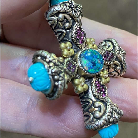 Barbara Bixby Opal Turquoise Cross NWOT - Picture 9 of 14